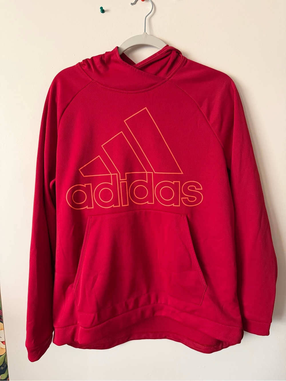 adidas Red Crewneck Sweatshirt with Contrast Logo